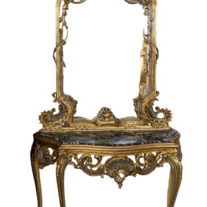 Consola con espejo policromados.