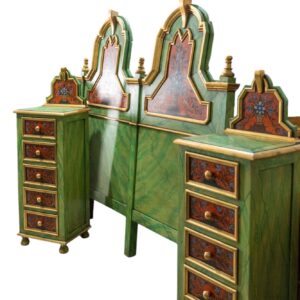 Cabecero doble pintado a mano con 2 mesillas