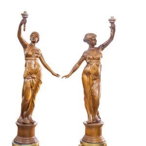 Lámparas de figuras de damas de madera