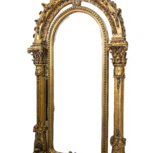 Espejo dorado de medio punto de madera con pilastras corintias